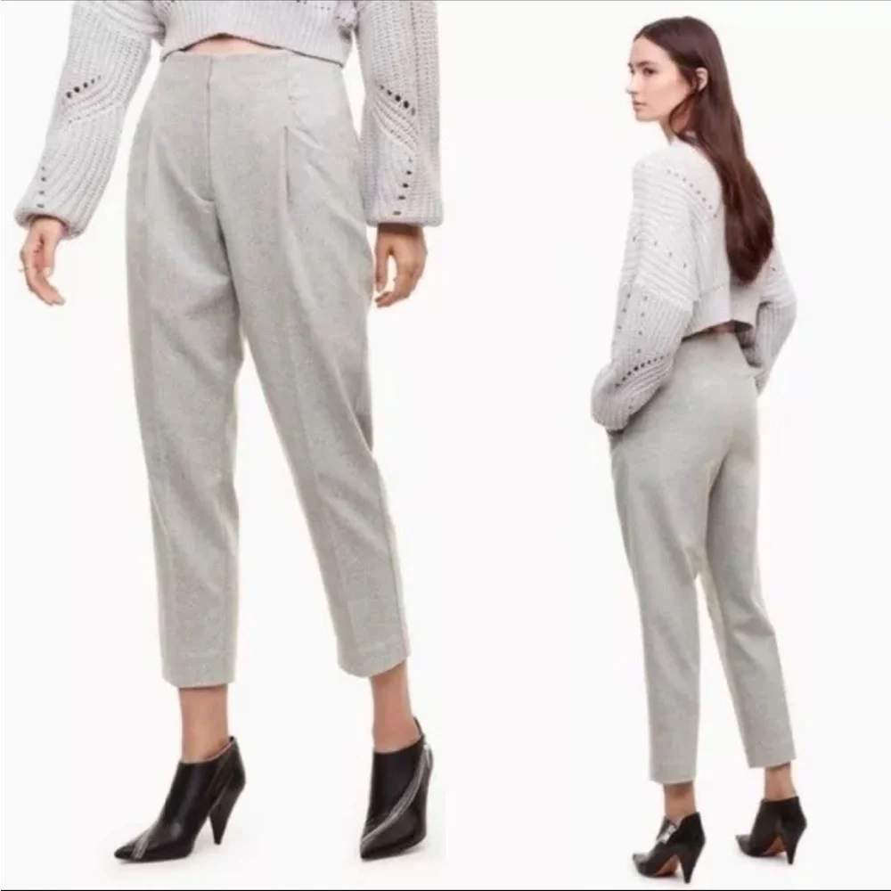 WILFRED Sz 4 Chambery Pants Grey Pleated Trousers Wool Cashmere Blend By Aritzia - Picture 15 of 15